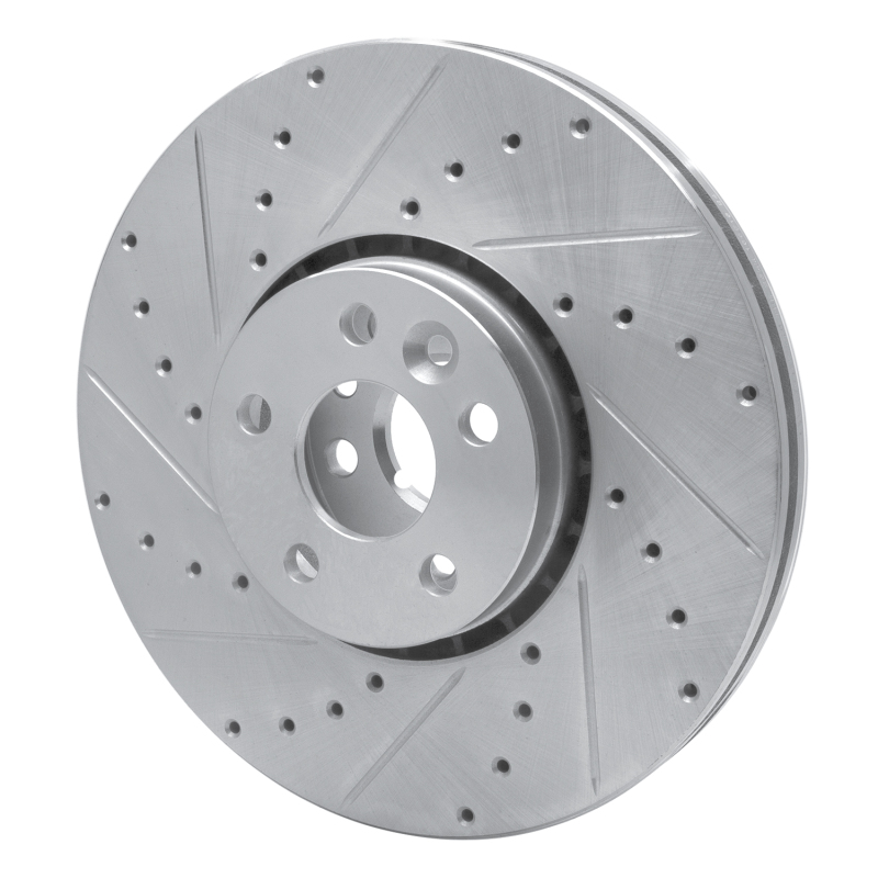 Volvo XC60 Brake Rotor (1) - Front Left - R1 Concepts - Drilled & Slotted - Silver - `10-`16